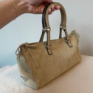 PRADA suede light beige bag